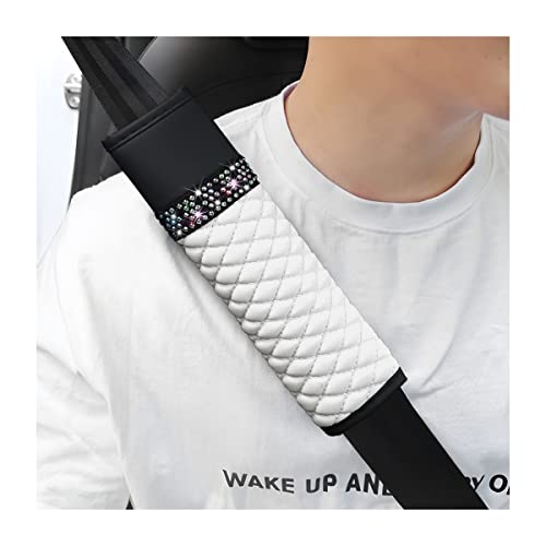 zipelo 2 Pcs Auto Seat Belt Cover, Breathable Leather Shoulder Pads Protect Your Neck, Harness Pads Strap for a More Comfortable Driving, Car Accessories Compatible with Adults Kids (White) - color: white