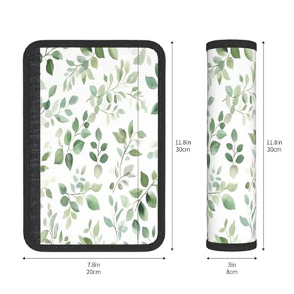 Seat Belt Cover Pad Green Eucalyptus Leaves Leaf Soft Safety Car Automotive Seat Belt Pads Cushion Shoulder Strap Covers for Cars or Bags, 2 Pcs - color: Green Eucalyptus Leaves Leaf