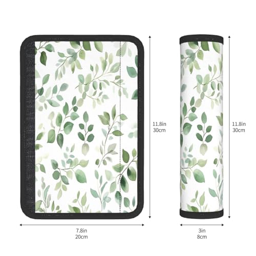 Seat Belt Cover Pad Green Eucalyptus Leaves Leaf Soft Safety Car Automotive Seat Belt Pads Cushion Shoulder Strap Covers for Cars or Bags, 2 Pcs - color: Green Eucalyptus Leaves Leaf