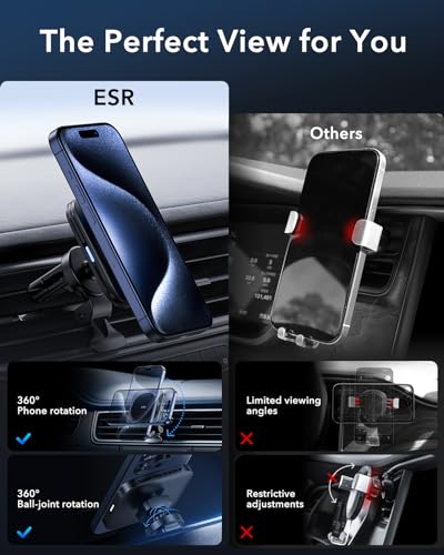 ESR for 15W MagSafe Car Mount Charger, MagSafe Car Charger, Air Vent/Dashboard Magnetic Wireless Phone Holder Mount for iPhone 17e/17/16/15/14/13/12, Galaxy S26/S25, Pixel 10, Fast Charging