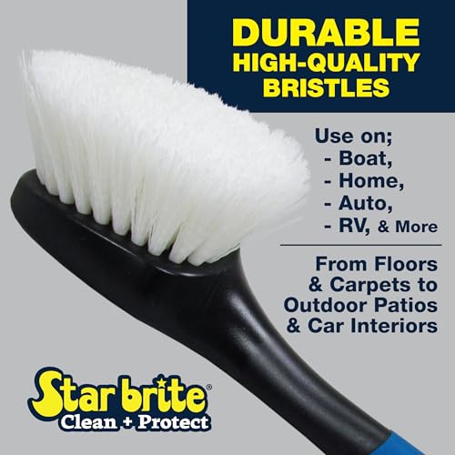 STAR BRITE Stiff Deck Brush with Long Handle - Heavy-Duty Marine-Grade Scrubber for Boats, Decks, & Hard-to-Reach Areas (040115)
