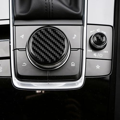 AIRSPEED Carbon Fiber for Mazda 3 Axela 2019-2025 Center Console Multimedia Knob Button Cover Interior Trim Accessory, Black - color: Multimedia Knob Button