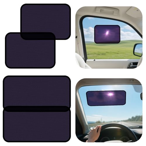 ZATOOTO Static Cling Car Sun Shade for Side Window & Windshield, 4 Pack Expandable Window Shade Sun Blocker Car Windshield Sunshade｜Reinforced Frame｜Anti-Glare｜(2 Pack, 9.84*7 in & 2 Pack, 15.7*7 in) - size: 4 Pack (2 x 9.84 x 7 in, 2 x 15.7 x 7 in)