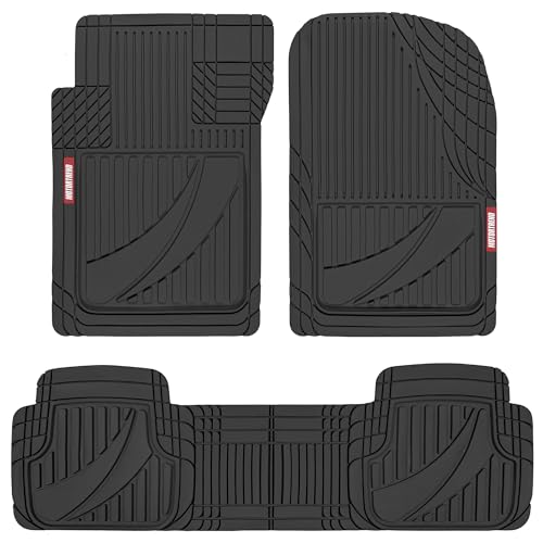 Motor Trend FlexTough™ Advanced Black Rubber Car Floor Mats – Heavy Duty Trim to Fit All Weather Floor Mats for Cars Truck SUV - Automotive Car Interior Floor Liner Protection - Universal Fit - color: Black