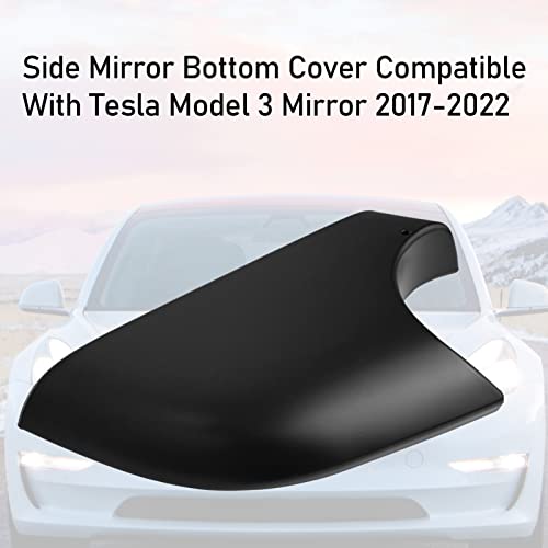 Jaronx Compatible with Tesla Model 3 Mirror Lower Cover 2017-2025,Left Drive Side Rearview Mirror Base Bottom Cover Trim Replacement for Tesla Model 3 Accessories(Left) - size: Left Side Black, style: Model 3