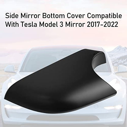 Jaronx Compatible with Tesla Model 3 Mirror Lower Cover 2017-2025,Left Drive Side Rearview Mirror Base Bottom Cover Trim Replacement for Tesla Model 3 Accessories(Left) - size: Left Side Black, style: Model 3
