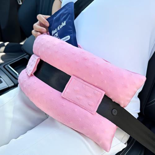 Hysterectomy Seatbelt Pillow Hysterectomy Recovery Must Haves Post Surgery Abdominal Pillows with Ice/Hot Pocket for Tummy Tuck C-Section Recovery Gifts Minky Dot Coral - color: Minky Dot Coral