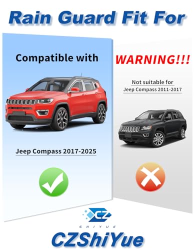 in-Channel Rain Guard Fit for Jeep Compass 2017-2026 Extra-Thick Window Rain Guards Extra Durable Window Deflectors Window Vent Visors Vent Low-Profile Shades Exterior Car Accessories - size: Fit for 2017-2026 Jeep Compass