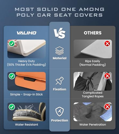 Premium Waterproof Car Seat Cover Full Set, Front and Rear Split Bench Seat Covers for Cars with Thicker Padding, Easy to Install Car Seat Cover Set (Grey) (Beige)