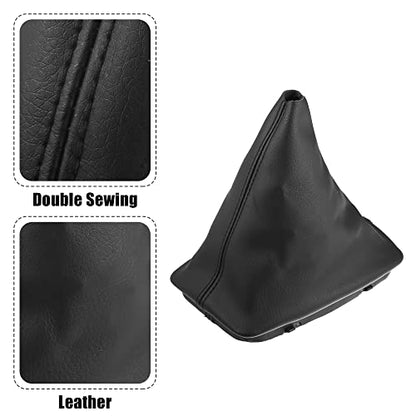 X AUTOHAUX Car Shift Boot Cover Gear Shift Knob Handbrake Gaiter Boot PU Leather for Mercedes-Benz C-Class W204 2008-2013