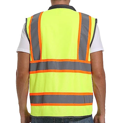 ArcRidge Reflective Safety Vest for Men and Women - High Visibility Construction Vest - Dual Tone Reflective Strips - color: Yellow, size: 4X-Large