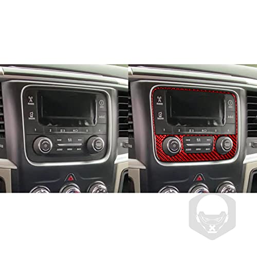 Red Carbon Fiber Center Console Dashboard Radio Panel Trim Compatible with Dodge Ram 1500/2500/3500 2013 2014 2015 2016 2017 2018, Style A - color: Red 17