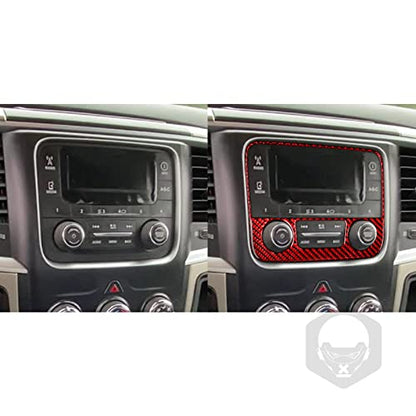 Red Carbon Fiber Center Console Dashboard Radio Panel Trim Compatible with Dodge Ram 1500/2500/3500 2013 2014 2015 2016 2017 2018, Style A - color: Red 17