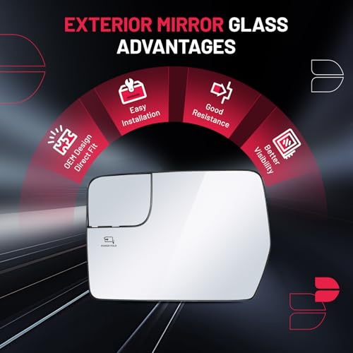 BDFHYK Mirror Glass Compatible with F150 2011-2014 Side View Mirror Glass with Blind Spot, Replaces BL3Z-17K707-E, BL3Z-17K707-D, Heated (Left Side) - size: Left Driver Side, style: 2011-2014 F-150