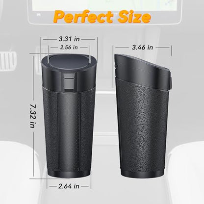 Car Trash Can Bin with Lid, Leakproof Garbage Can for Vehicle, Mini Trash Bin with 90 Attached Trash Bags, Easy to Clean Cup Holder Trash Can for Car, Home, Office - color: Black 1