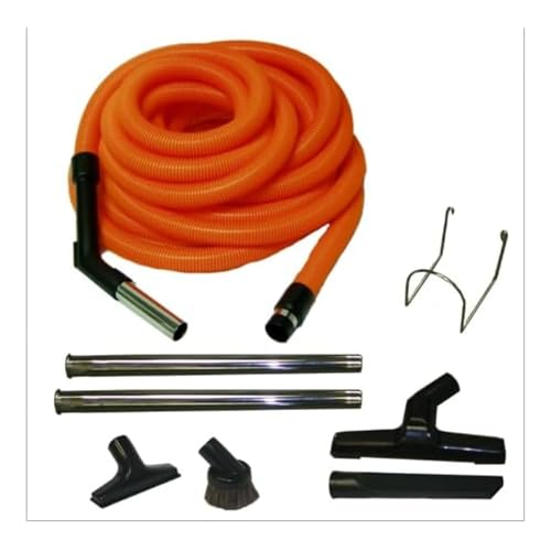 Central Vac Vacuum 50ft Garage Cleaning Kit with Orange Hose, 1 1/4 Fitall Tools Garage Kit