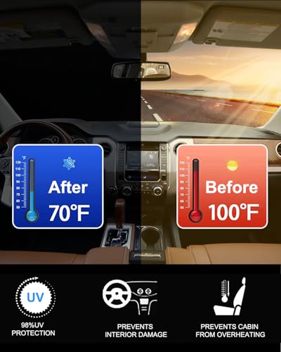 2026 Upgrade Front Windshield Sunshade fit for Toyota Tundra 2007-2021 Reflector Foldable Car Shade Automotive Windshield Sunshades for Toyota Tundra Windshield Sun Shade |Keeps Your Vehicle Cool| - size: Fit for Toyota Tundra 2007-2021