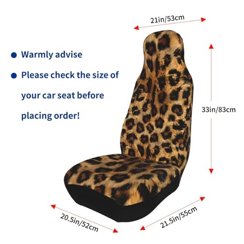 Leopard Print Seat Covers Brown Cheetah Car Accessories Universial Fit Bucket Seats Covers for SUV Truck Vans Sedans Front Seat Only Seat Protector Washable Polyester Seat Cushion - color: Leopard