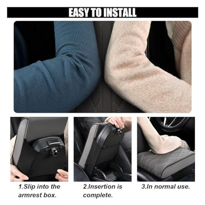 Car Center Console Cover Pad, Leather Auto Console Arm Rest Cover, Waterproof Car Armrest Seat Box Cushion Protector, Memory Foam Armrest Pillow for Most Cars - color: Gray