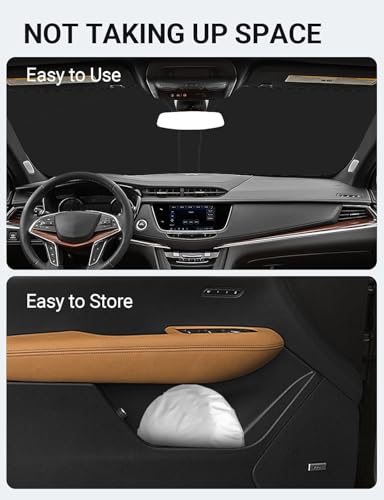 Proadsy 2026 Upgrade Windshield Sun Shade Custom Fit Cadillac XT5 2017-2026 4-Layer Foldable Front Sunshade Protector Sun Visor Blocks UV Rays Keep Car Cooler Accessories - size: Cadillac XT5 2017-2026