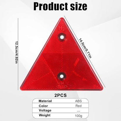 2Pcs Safety Reflector Warning Sign, Slow Moving Vehicle Triangle Safety Sign, for Outdoor Truck, Car, Golf Cart