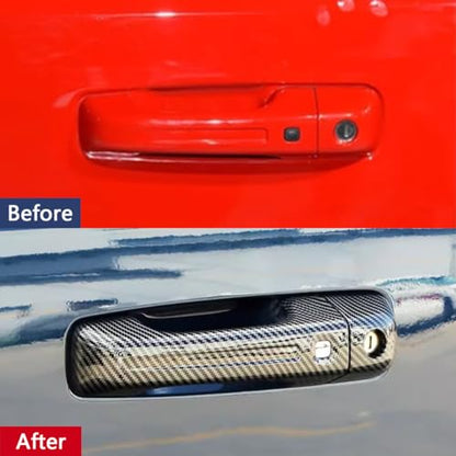 Car Accessories Fit for Dodge Ram 1500 2024 2023 2022 2021 2020 2019 Door Handle Cover Trims （Carbon Fiber with Smart Hole A ABS 8PCS - color: Carbon Fiber With Smart Hole A