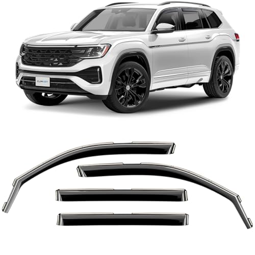 CLIM ART in-Channel Incredibly Durable Rain Guards for Volkswagen (VW) Atlas 2018-2026, Original Window Deflectors, Vent Window Visors, Vent Deflector, 4 pcs. - 618138 - color: For Atlas 18-26