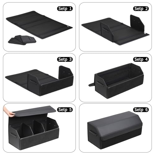 AUTOARK Leather Car Trunk Organizer,Durable Collapsible Adjustable Compartments Cargo Storage,Extra Large Capacity,AK-151 - size: L 29.5" x W 12.2" x H 11.5"