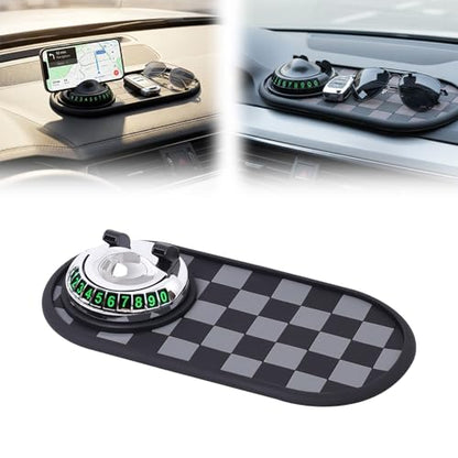 Multifunctional Car Anti-Slip Mat with 360° Rotating Phone Holder & Temporary Parking Number, Anti Slip Mat for Car Dashboard, Multi Functional Cell Phone Holder for Sunglasses Keys Small Items (#E) - color: #E
