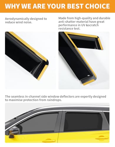 in-Channel Window Rain Guards Fit for Nissan Rogue 2021-2026 Rain Guards Extra Durable Window Deflectors Visors Vent Visors Vent Shades Car Accessories -4 pcs - size: Fit for 2021-2026 Nissan Rogue