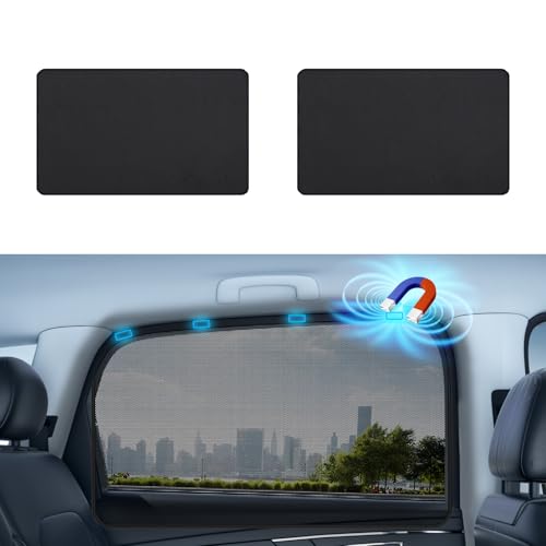 Aokway Magnetic Car Window Shades, 2Pcs Double-Layer UV Protection Car Curtains for Rear Side Window Sun Shade, Universal Fit for Baby, Driver (Black, Rear 2pcs) - color: black, size: Rear Side 2Pcs
