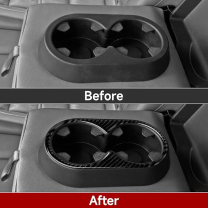 Car Carbon Fiber Cup Holder Sticker Decal Cover Interior Trim for Chevrolet Silverado/GMC Sierra 1500 2500HD 3500HD 2014-2018 Accessories - color: Cup Holder