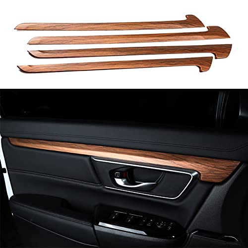 for CRV 2017-2022 Inner Door Panel Trim ABS Peach Wood Texture Inner Decoration Stripe Trim Sticker Interior Decoration Accessories for Honda CRV CR-V 2017 2018 2019 2020 2021 2022 4PCS - color: Inner Door Panel