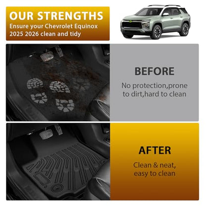 Powerty Floor Mats for 2025 2026 Chevrolet Chevy Equinox (Non EV) / GMC Terrain Car Mat, All Weather TPE Custom Cargo Liner Seat Back Cover Protectors Accessories (Floor Mats+Backrest Mat+Trunk Mat) - size: 2)chevrolet Equinox Gas/Gmc Terrain｜25-26｜full S