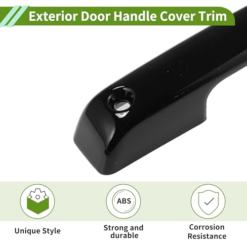 Exterior Door Handle Cover Trim Front Left Front Right Rear Left Rear Right Door Handle Cover for Ford F150 2021-2024 Glossy Black - size: With Sensor Holes