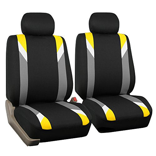 FH Group Front Set Cloth Car Seat Covers for Low Back Car Seats with Removable Headrest, Universal Fit, Airbag Compatible Car Seat Cover for SUV, Sedan, Van, Yellow - color: Yellow, size: Front Set