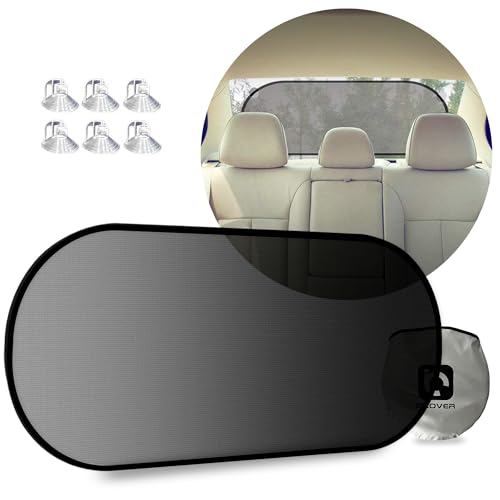 IC ICLOVER Car Sun Shade, UV Protection Folding Auto Rear Window Sunshade, 39 x 20 Inch Universal Mesh Back Window Visor with Suction Cups for Children - color: Black - Suction Cups