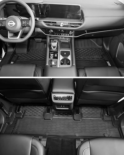 3W Floor Mats for Nissan Pathfinder 2026 2025 2024-2022 (Only fit 8 Passenger Models), 3 Rows,TPE All Weather Protection Car Floor Liners Accessory,Black - size: 5.Pathfinder|22-25|Floor Mats (8 Passenger)
