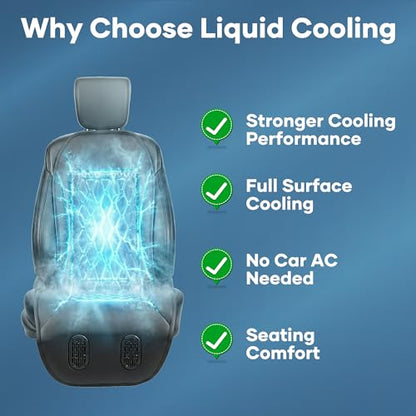 Liquid Cooling Car Seat Cover Front Seat, Air Conditioned Cooling Seat Cooler (Not Fan), Cooling Seat Cushion for Cars with 3 Modes, Quiet, Works Without A/C, Fits Car SUV Truck, Classic Black - color: Classic Black