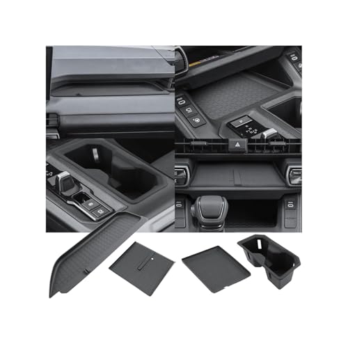 (4PCS) 2026 R AV4 Center Console Organizer For 2026 Toyota R AV4 Front Center Console+Console Cup Holder+Wireless Charging Tray+Passenger Above Glove Tray Console Storage Box 2026 R AV4 Accessories - color: Black2