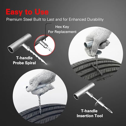 CKAuto Tire Plug Repair Kit, Heavy Duty Car Emergency Tool Kit for Flat Tire Puncture Repair, 80 Pcs Value Pack, Tire Patch Kit fit for Autos, Cars, Motorcycles, Trucks, RVs, etc. - size: 80 pcs