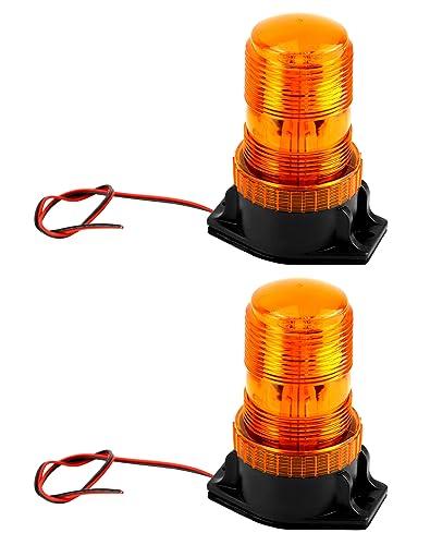 QWORK Amber Led Strobe Lights, Warning Emergency Flashing Beacon Lights for Trucks, Cars, Bus, Tractor, Mower, ATV, Golf Carts, UTV, 2 Pack - size: 2 Pack