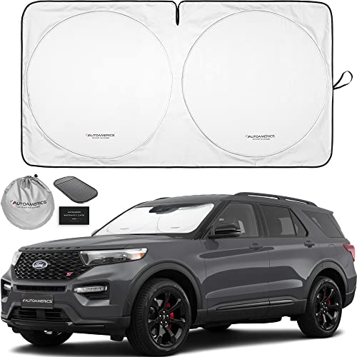 Autoamerics 1-Piece Windshield Sun Shade Standard Silver Foldable Car Front Window Sunshade for Most Cars SUV Truck - Heat Blocker Visor Protector Blocks Max UV Rays and Keeps Your Vehicle Cool Medium - color: Standard Silver, size: MEDIUM = 61 x 32 inche