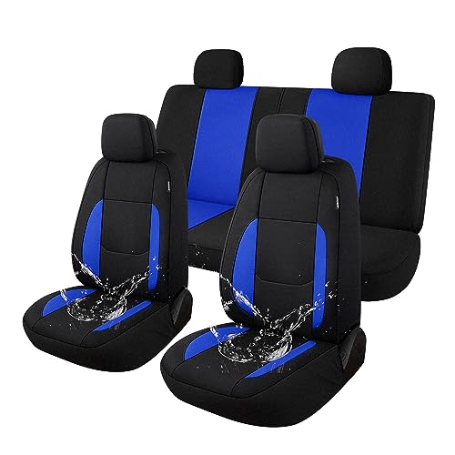 Pariitadin Waterproof Car Seat Covers Full Set, Neoprene Seat Covers for Cars, Universal Fit Interior Covers for Most Cars Sedan Van Truck SUV(Black/Blue) - color: Black/Blue, size: Full Set