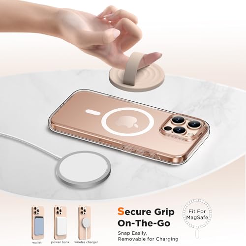 Magnetic Phone Grip Ring Holder, Liquid Silicone Magnet Cell Phone Grip Finger Loop, Compatible with Magsafe, Back of Phone for iPhone 17/16/15/14/13/12 Series, Oat - color: Oat