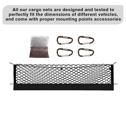 Muslogy Truck Bed Cargo Net Trunk Netting Compatible with Honda Ridgeline 2017-2025 2026 Accessories, Pickup Cargo Organizer SUV Sedan Storage Net w/Heavy Duty Carabiners - style: 2017+ Ridgeline