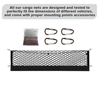 Muslogy Truck Bed Cargo Net Trunk Netting Compatible with Honda Ridgeline 2017-2025 2026 Accessories, Pickup Cargo Organizer SUV Sedan Storage Net w/Heavy Duty Carabiners - style: 2017+ Ridgeline