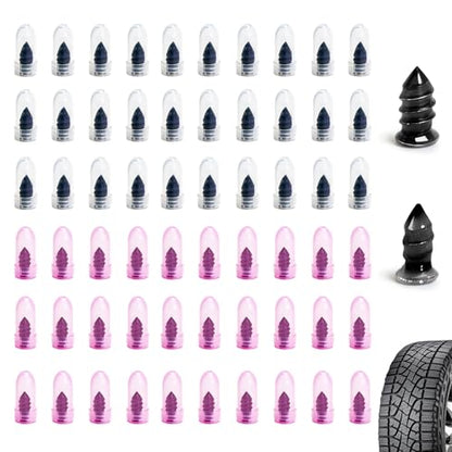 60 PCS Tire Repair Rubber Nail Kit, Self-Tapping Spiral Screws for Tubeless Tires - Upgrade Emergency Puncture Fix Tools for Car/Truck/Motorcycle/Tractor