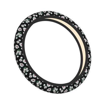 Daisy Flower Print Elastic Steering Wheel Cover Universal 15 Inch - color: 2
