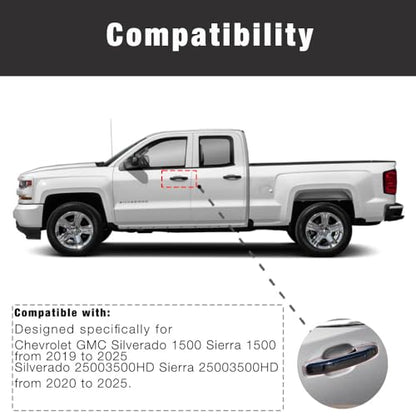 SEGADEN Chrome Plated Door Handle Cover Compatible with 2019-2025 CHEVY CHEVROLET Silverado GMC Sierra 1500 2500 3500 HD (4 Doors No Passenger Keyhole With 2 Smart Key Holes) XG7659
